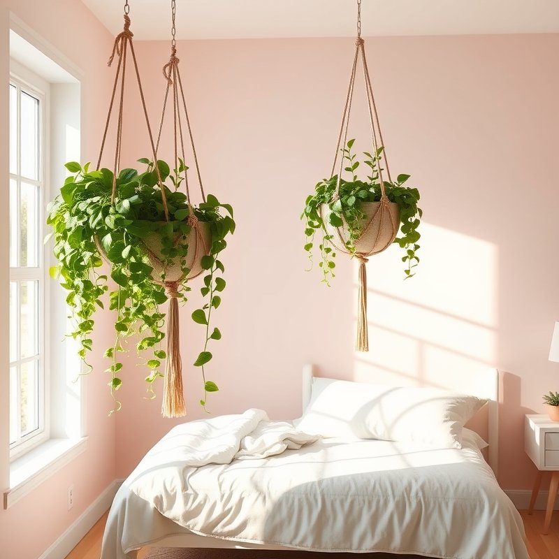 21 Teen Girl Bedroom Ideas 2026 That Create a Cute, Aesthetic, and Trendy Dream Room You’ll Love These 10 Macrame plant hangers with trailing plants near a window in a teen bedroom