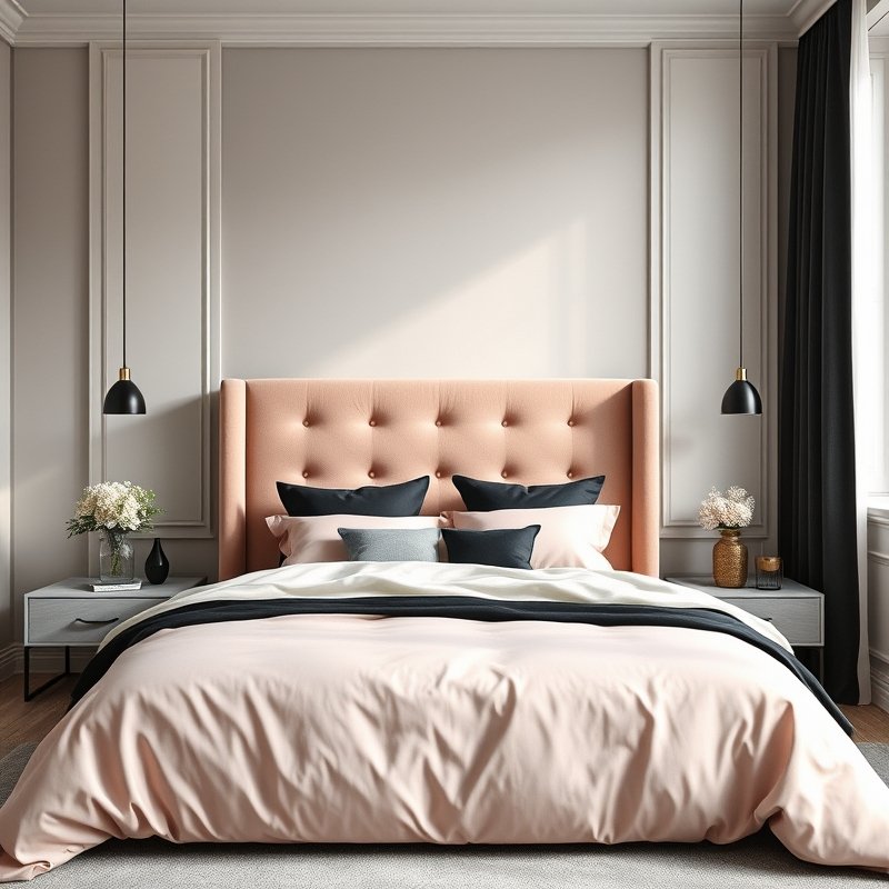 22 Teen Bedroom Ideas That Look Trendy, Cozy, and Pinterest Perfect Start Your Room Makeover 19 Monochrome blush bedding set with matching headboard and metallic accents