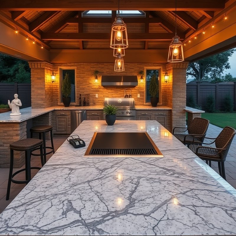 23 Kitchen Outdoor Ideas That Create the Perfect Backyard Cooking Space Start Designing Today 17 granite island with built-in flat top griddle in an outdoor kitchen