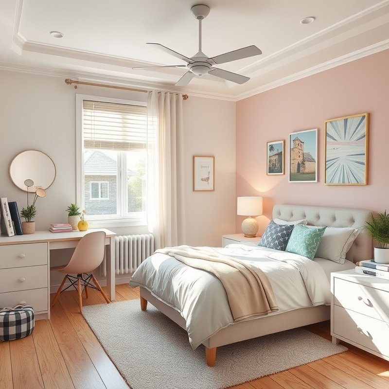 21 Teen Girl Bedroom Ideas 2026 That Create a Cute, Aesthetic, and Trendy Dream Room You’ll Love These 20 Peel-and-stick tile backsplash in pastel pattern behind a desk in a teen bedroom