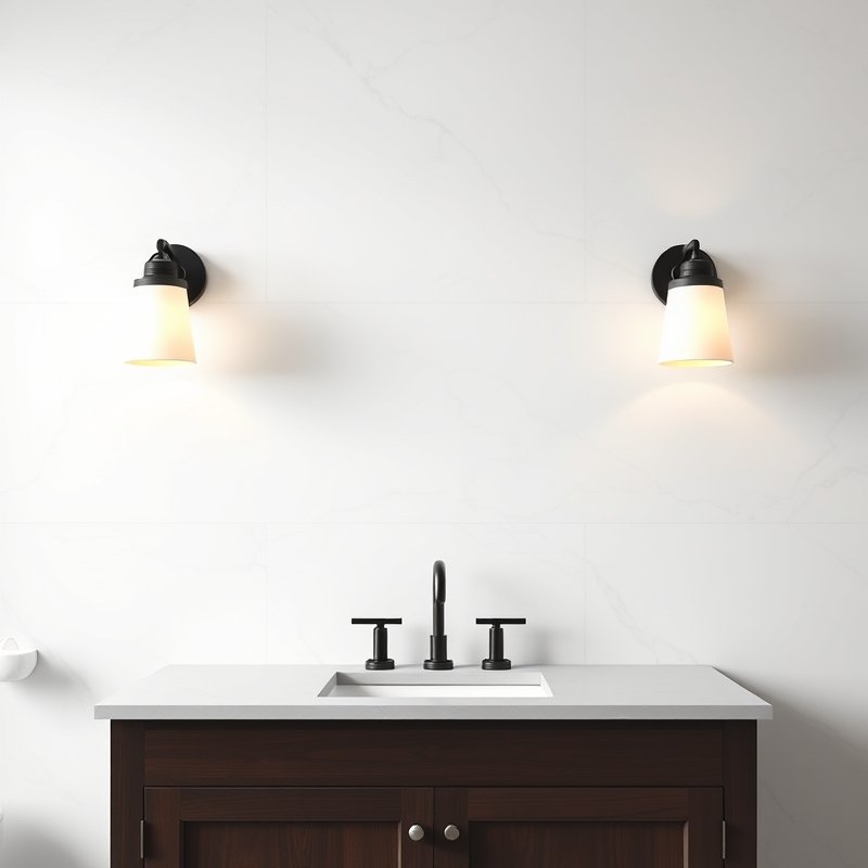 24 Black and White Bathroom Ideas That Create a Timeless, Elegant Look You Must Try 16 black metal sconces mounted on a white marble wall