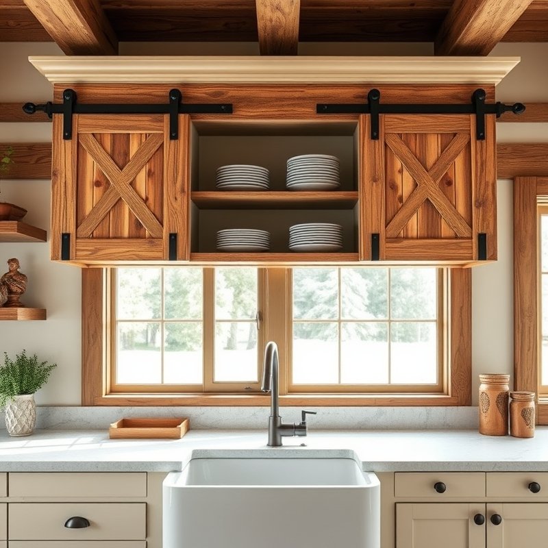 24 Kitchen Cabinets Ideas That Maximize Storage and Elevate Your Space Upgrade Your Kitchen Today 20 kitchen cabinets with sliding barn door fronts in a rustic home
