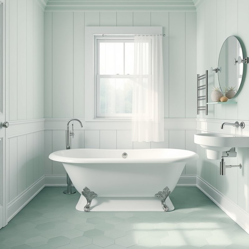 19 Green Tile Bathroom Ideas That Bring Fresh Nature Vibes and Texture Try This Look Now 4 mint green hexagon tile bathroom floor with white walls