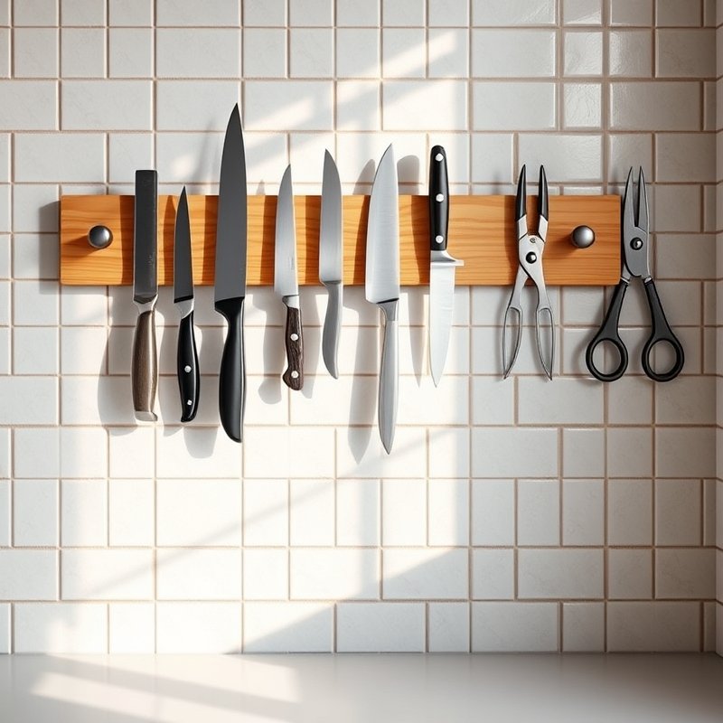 21 Kitchen Organization Ideas That Declutter Your Space and Make Cooking Easier Try These Now 14 kitchen wall with wooden magnetic strip holding chef knives