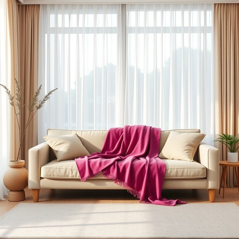 19 Colorful Living Room Ideas 2026 That Add Bold Personality and Happy Vibes Try This Look 8 magenta throw blanket draped on beige sofa in living room