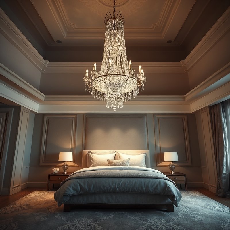 25 Luxury Bedroom Ideas That Make Your Room Feel Like a Five-Star Retreat Get Inspired Today 6 bedroom with crystal chandelier on dimmer