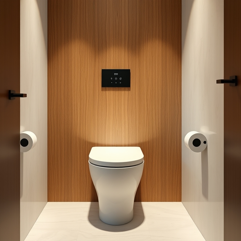 sleek modern smart toilet with bidet technology in a separate luxury water closet