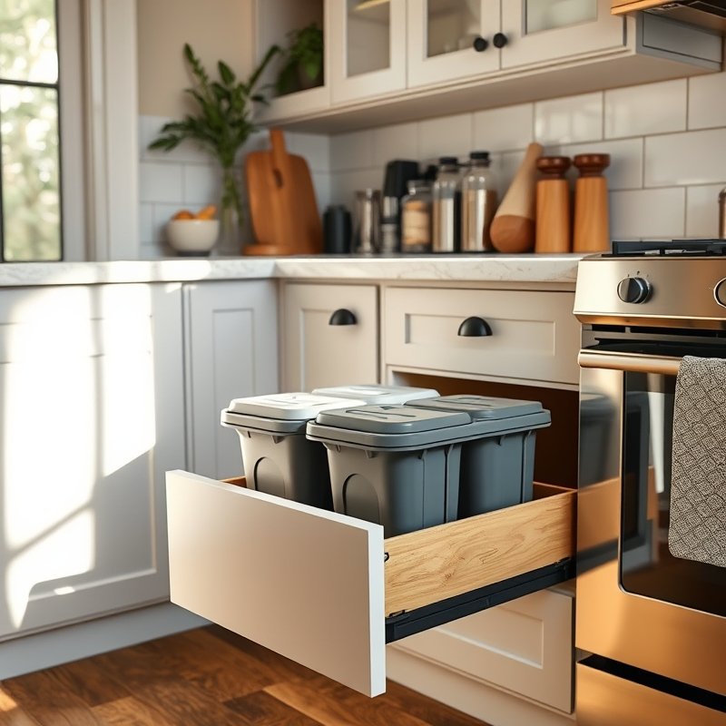 20 Kitchen Decor Ideas 2026 That Transform Your Space With Modern Style and Charm Upgrade Now 15 kitchen pull-out trash and recycling drawer