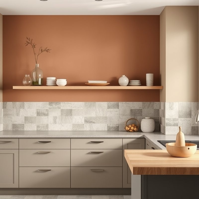 21 Japandi Kitchen Ideas That Blend Minimalist Style With Natural Calm Start Styling Now 13 kitchen walls painted in soft clay beige with wood shelves and ceramic vases