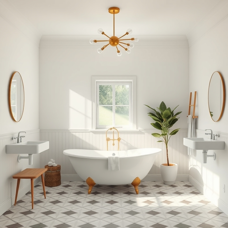 sputnik ceiling light mid century modern bathroom