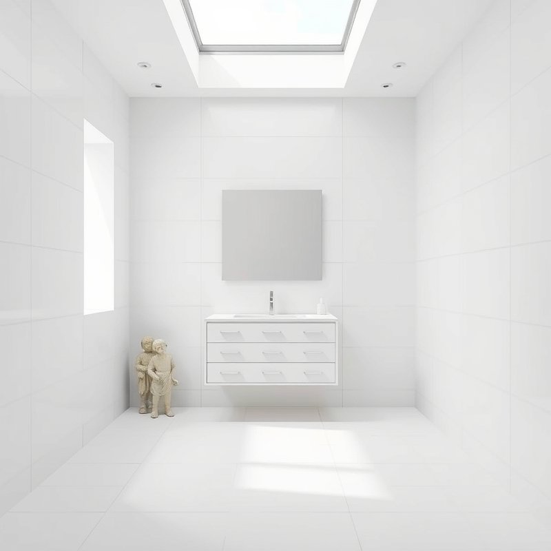 21 White Bathroom Ideas That Make Your Space Feel Clean, Bright, and Luxurious Start Today 10 bathroom with matte white large format tiles on walls and floor
