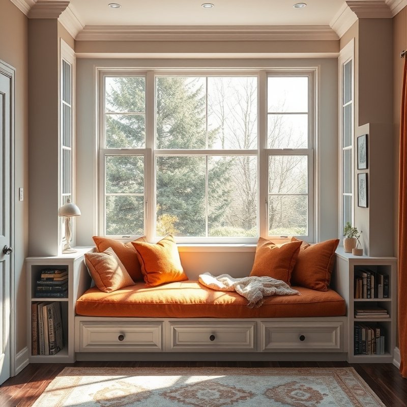 18 Living Room and Bedroom Combo Ideas That Save Space Without Sacrificing Style Try These Now 15 window seat with lift top storage and cushions in a bedroom living combo
