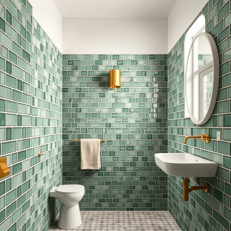 19 Green Tile Bathroom Ideas That Bring Fresh Nature Vibes and Texture Try This Look Now 14 handmade green zellige tile kitchen backsplash style in bathroom