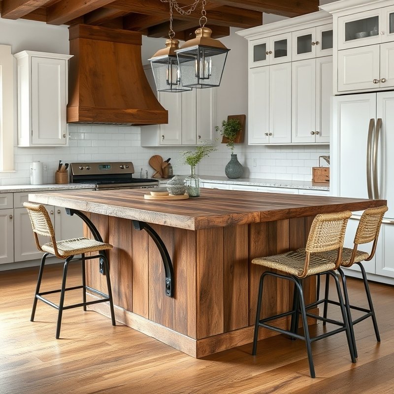 21 Modern Farmhouse Kitchen Ideas That Blend Rustic Charm With Modern Style Get Inspired Now 7 large reclaimed wood kitchen island with seating and pendant lights