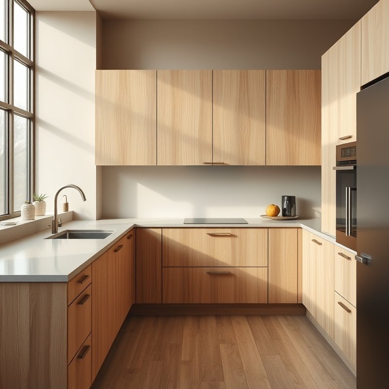 21 Japandi Kitchen Ideas That Blend Minimalist Style With Natural Calm Start Styling Now 2 kitchen with pale oak handleless cabinets and natural wood grain