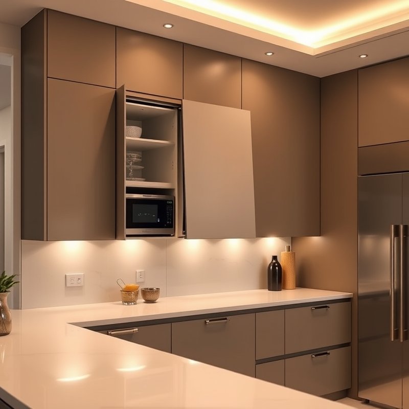24 Kitchen Cabinets Ideas That Maximize Storage and Elevate Your Space Upgrade Your Kitchen Today 13 kitchen with a cabinet housing microwave and small appliances behind doors