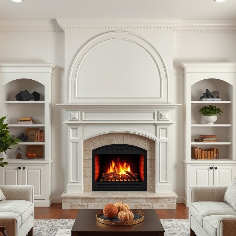 21 Living Room Ideas 2026 That Bring Fresh Trends and Modern Style Into Your Home Stay Ahead Now 14 Electric fireplace with curved plaster arch mantel and low flames