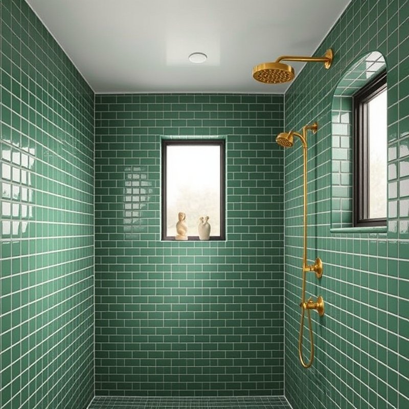 19 Green Tile Bathroom Ideas That Bring Fresh Nature Vibes and Texture Try This Look Now 18 small green square tile grid shower
