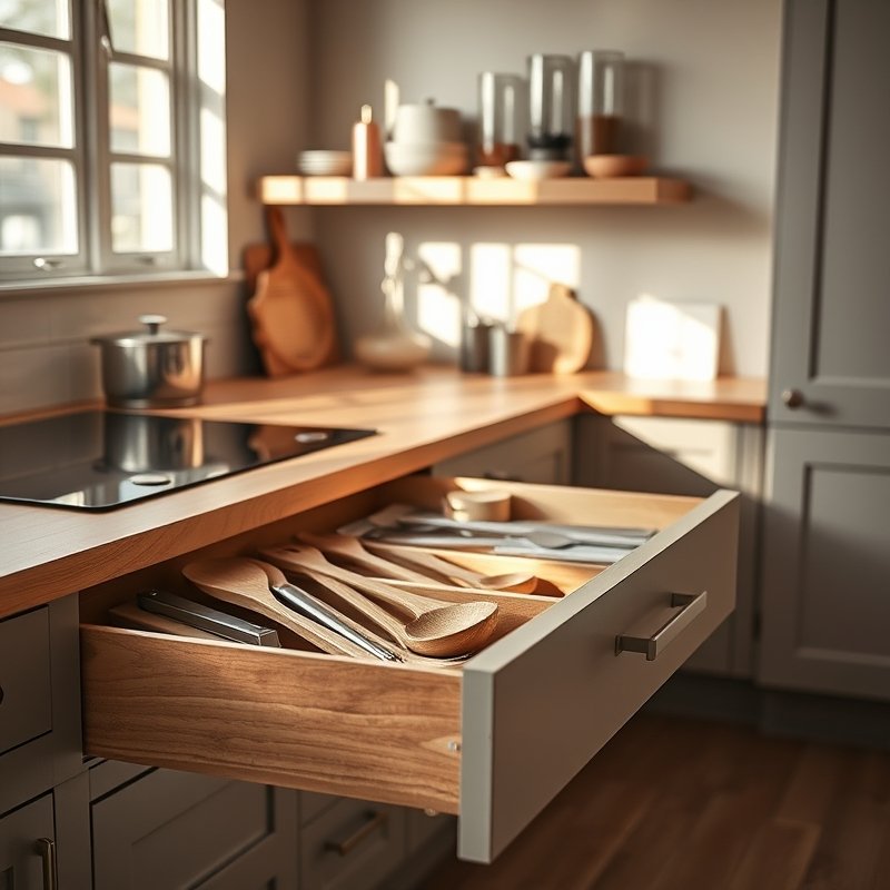 24 Kitchen Cabinets Ideas That Maximize Storage and Elevate Your Space Upgrade Your Kitchen Today 21 kitchen drawer with custom wooden organizers for utensils