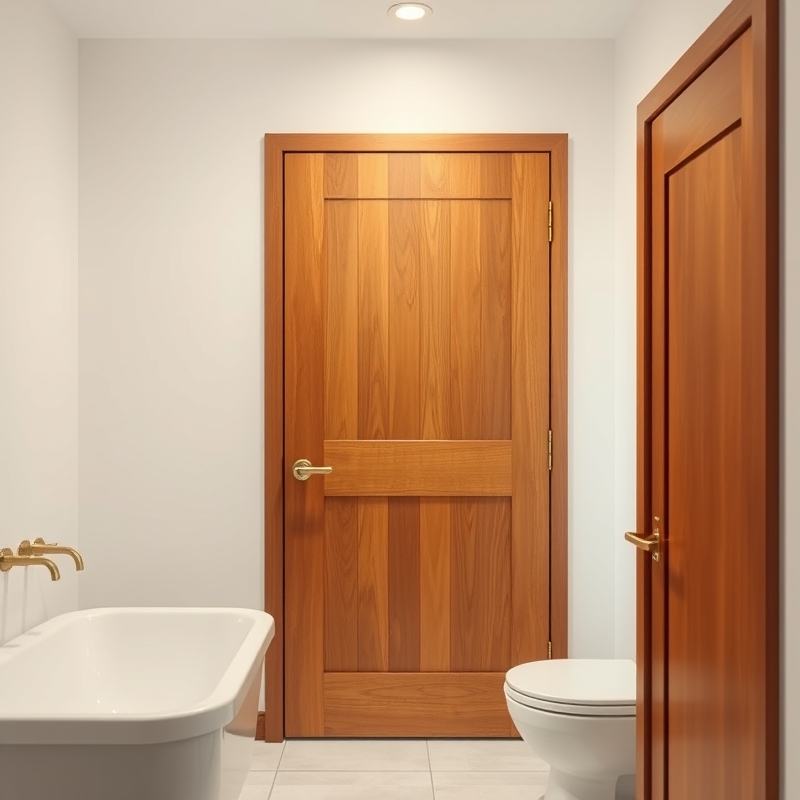horizontal slat sliding barn door mid century bathroom