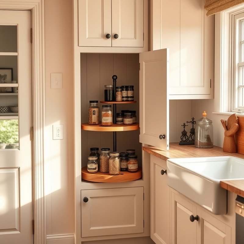 24 Kitchen Cabinets Ideas That Maximize Storage and Elevate Your Space Upgrade Your Kitchen Today 5 corner kitchen cabinet with a wooden Lazy Susan turntable
