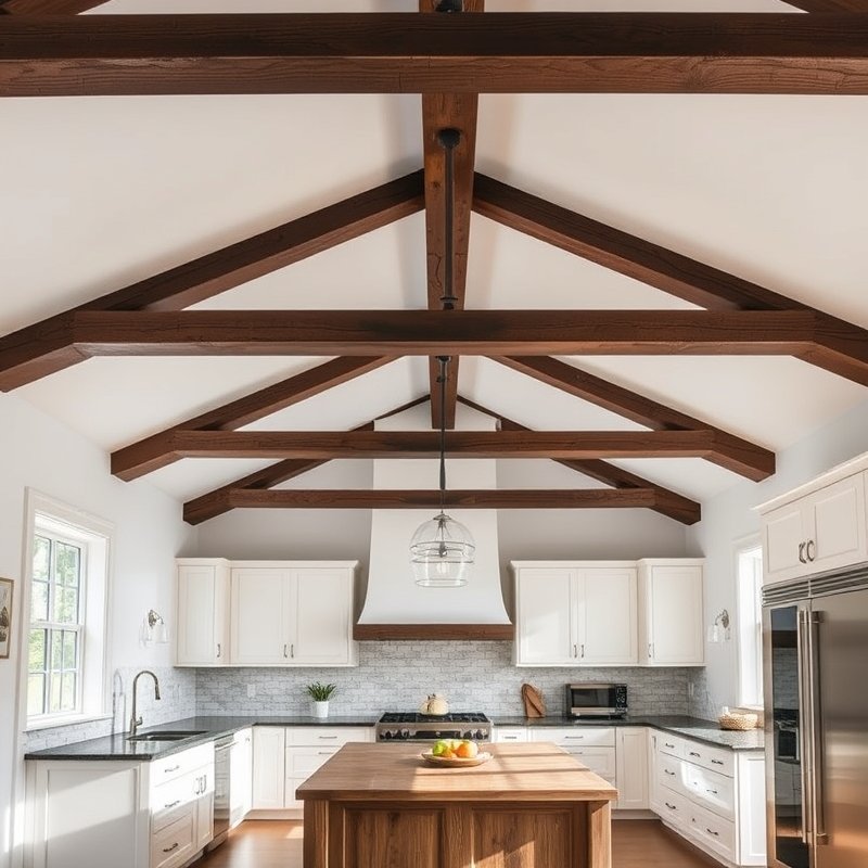 21 Modern Farmhouse Kitchen Ideas That Blend Rustic Charm With Modern Style Get Inspired Now 14 kitchen ceiling with exposed dark wood beams against white ceiling