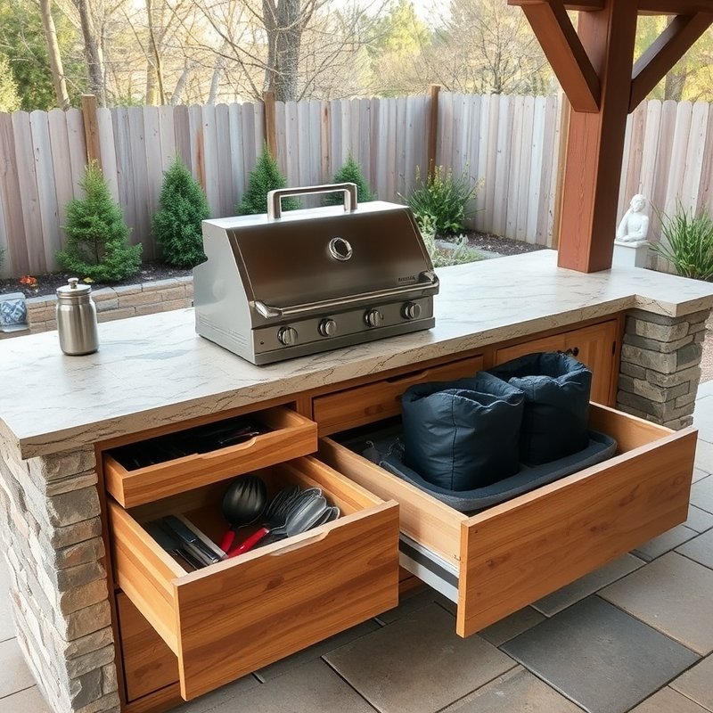 23 Kitchen Outdoor Ideas That Create the Perfect Backyard Cooking Space Start Designing Today 15 weatherproof storage drawers under outdoor kitchen counter for tools