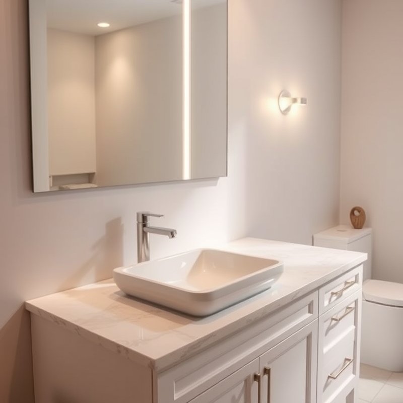 21 White Bathroom Ideas That Make Your Space Feel Clean, Bright, and Luxurious Start Today 14 bathroom vanity with white quartz countertop and seamless integrated sink