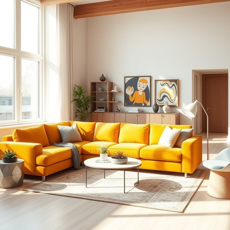 19 Colorful Living Room Ideas 2026 That Add Bold Personality and Happy Vibes Try This Look 2 saffron yellow velvet sofa in bright living room