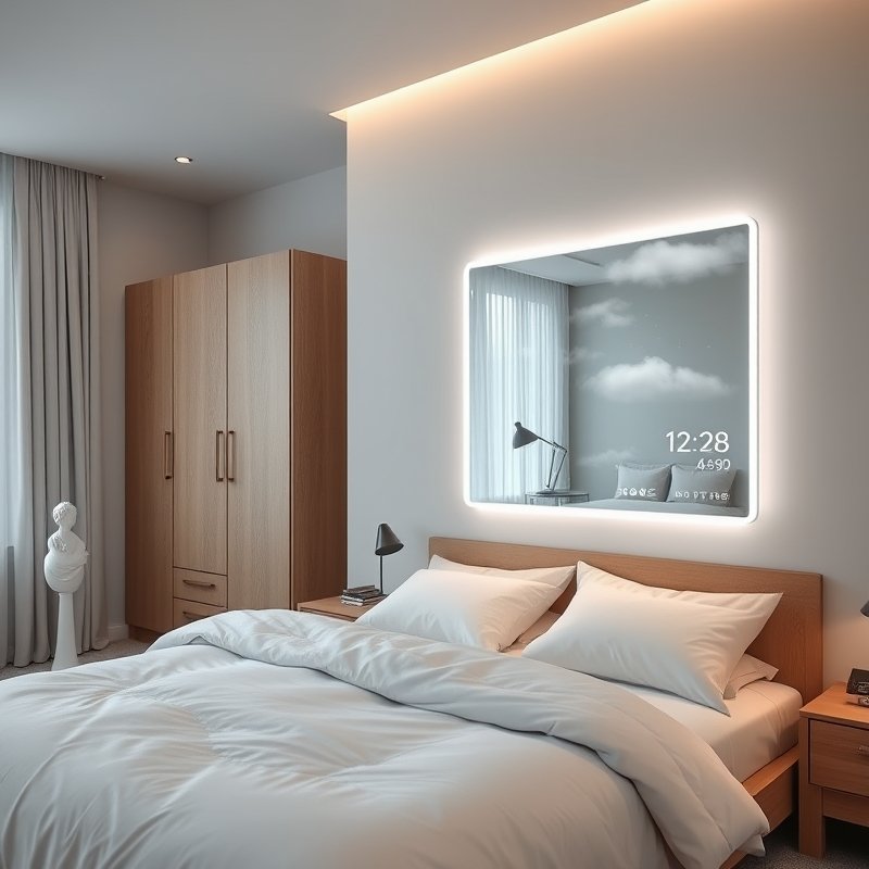20 Bedroom Ideas for Men 2026 That Look Modern, Clean, and Ultra Stylish Upgrade Your Space 19 smart mirror in bedroom with integrated light