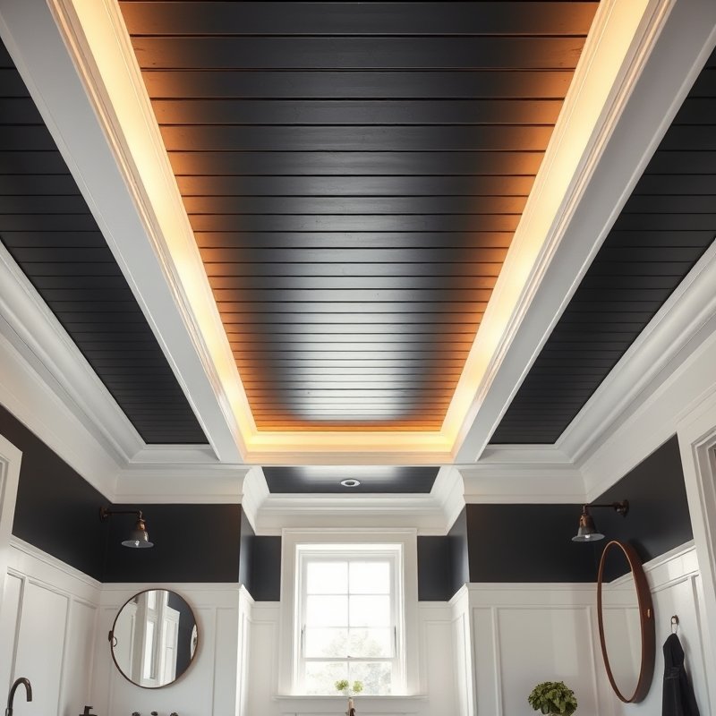 23 Black Bathroom Ideas That Look Bold, Modern, and Ultra Stylish Upgrade Your Space Today 23 bathroom with black beadboard ceiling and white walls