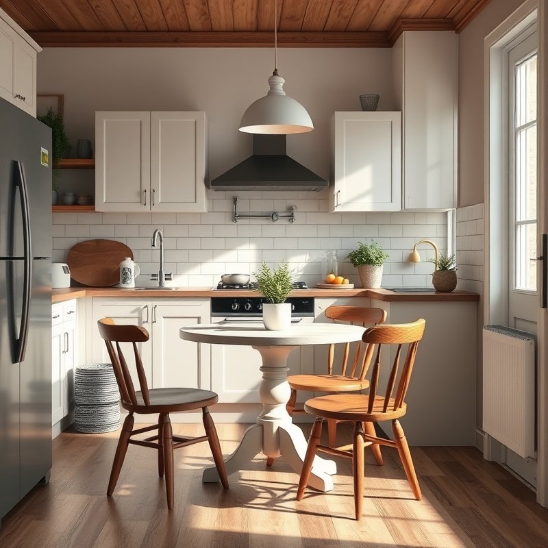 19 Cozy Kitchen Ideas That Make Your Space Feel Warm and Inviting You Must Try These 9 small round wooden table with mismatched chairs in a cozy breakfast nook
