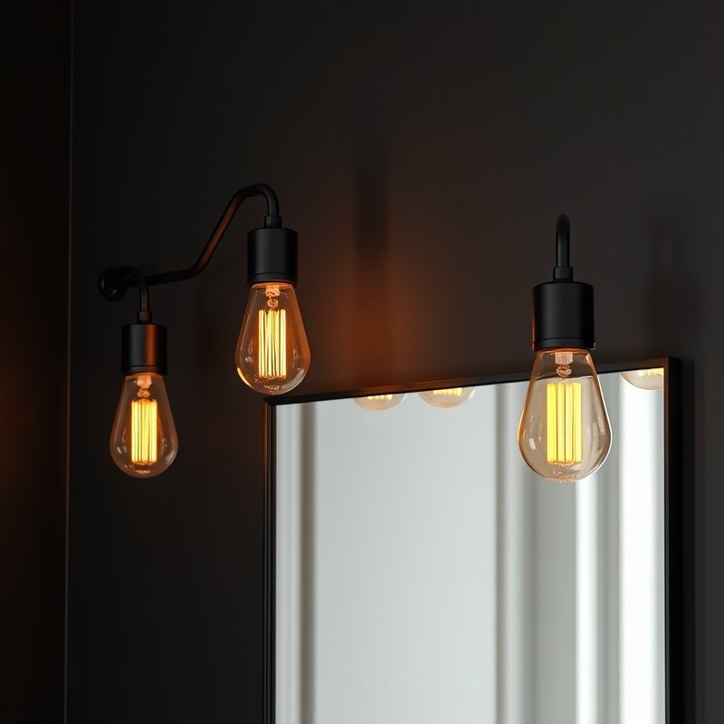 23 Black Bathroom Ideas That Look Bold, Modern, and Ultra Stylish Upgrade Your Space Today 14 bathroom with black wall sconces and exposed gold tinted bulbs