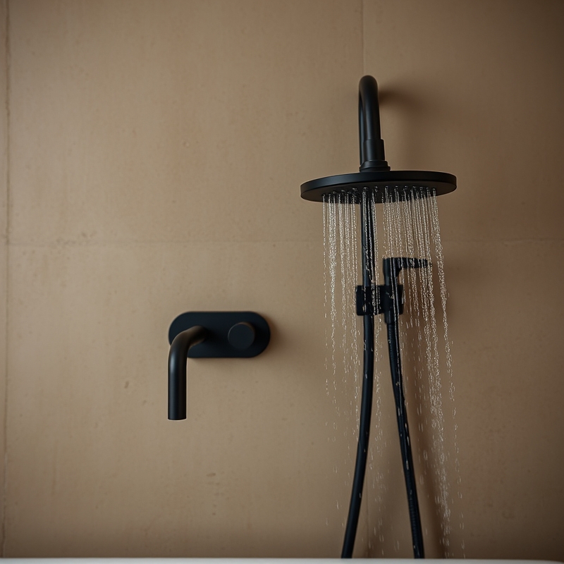 matte black bathroom faucet and shower controls