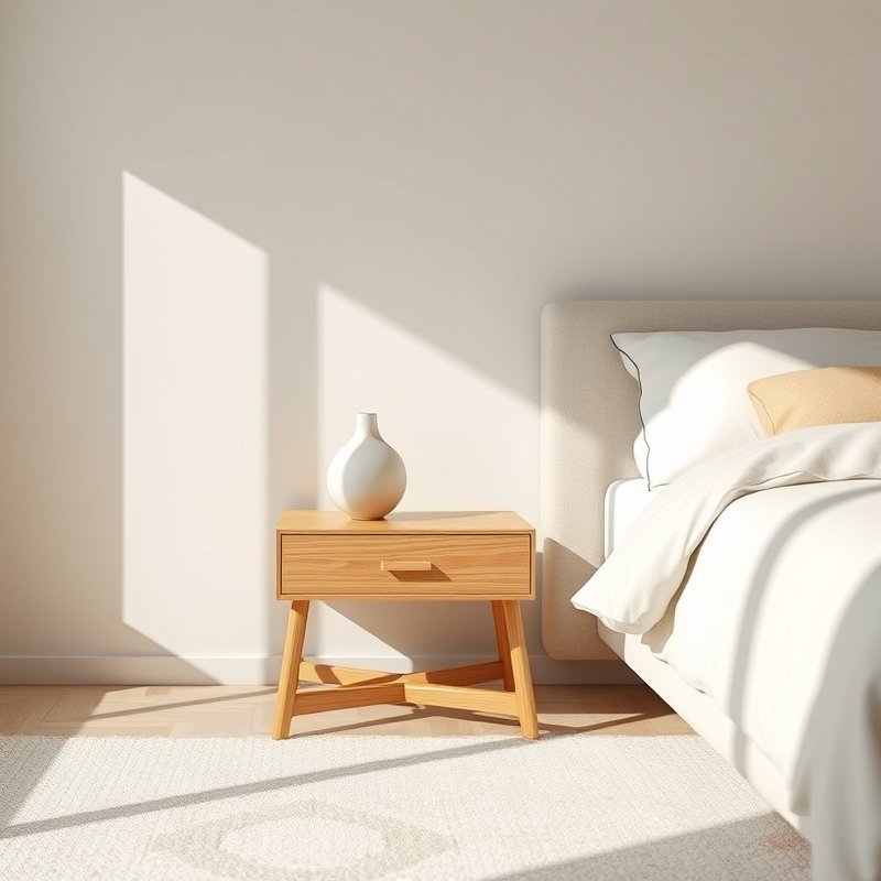 21 Japandi Bedroom Ideas That Blend Minimalist Calm With Warm Natural Beauty You Must Try 10 Small wooden side table with curved legs beside low bed in Japandi room
