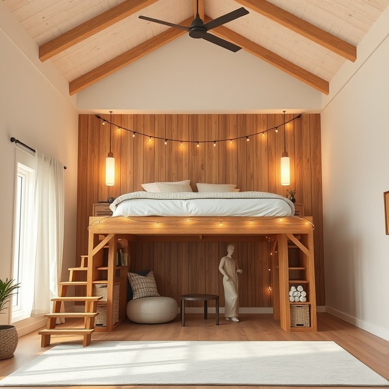 18 Living Room and Bedroom Combo Ideas That Save Space Without Sacrificing Style Try These Now 12 high platform bed with a cozy seating nook tucked underneath