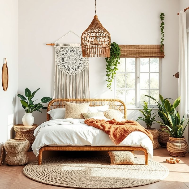 22 Teen Bedroom Ideas That Look Trendy, Cozy, and Pinterest Perfect Start Your Room Makeover 10 Large macrame wall hanging above a rattan bed with layered textiles