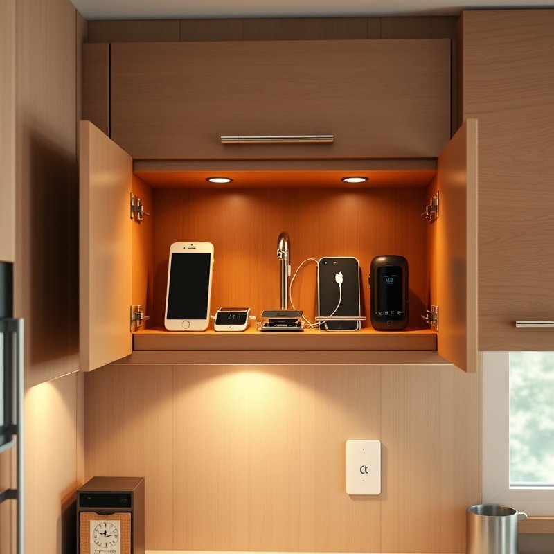 24 Kitchen Cabinets Ideas That Maximize Storage and Elevate Your Space Upgrade Your Kitchen Today 10 kitchen cabinet with an interior outlet and devices charging