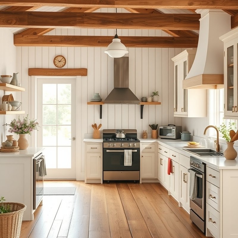 14 Cottage Kitchen Ideas That Create a Charming, Rustic, and Timeless Look Get Inspired Today 2 cottage kitchen with white beadboard paneling covering the walls and island base