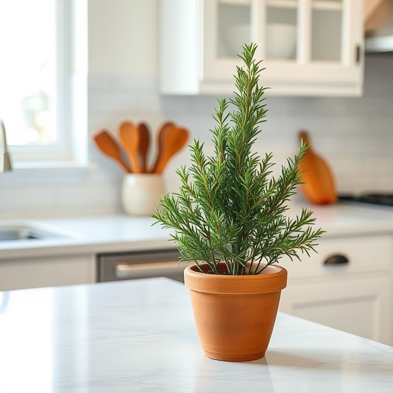 21 Modern Farmhouse Kitchen Ideas That Blend Rustic Charm With Modern Style Get Inspired Now 12 potted rosemary topiary on a kitchen counter near a window
