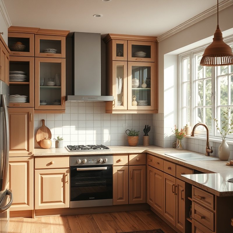 20 Kitchen Decor Ideas 2026 That Transform Your Space With Modern Style and Charm Upgrade Now 2 ribbed glass kitchen cabinets with warm interior