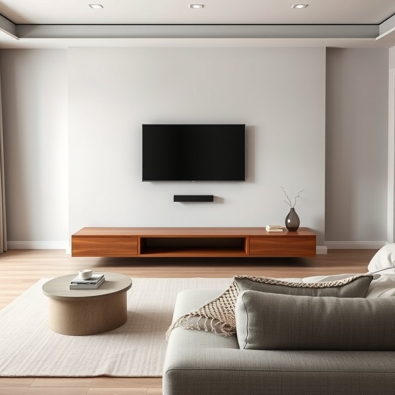 18 Living Room and Bedroom Combo Ideas That Save Space Without Sacrificing Style Try These Now 13 low media console open on both sides separating a bed and sofa