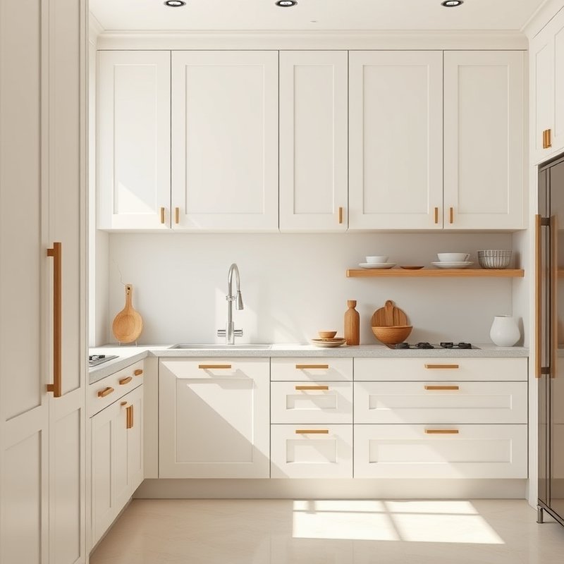 21 Japandi Kitchen Ideas That Blend Minimalist Style With Natural Calm Start Styling Now 16 slim shaker cabinet doors in soft off-white with wooden handles