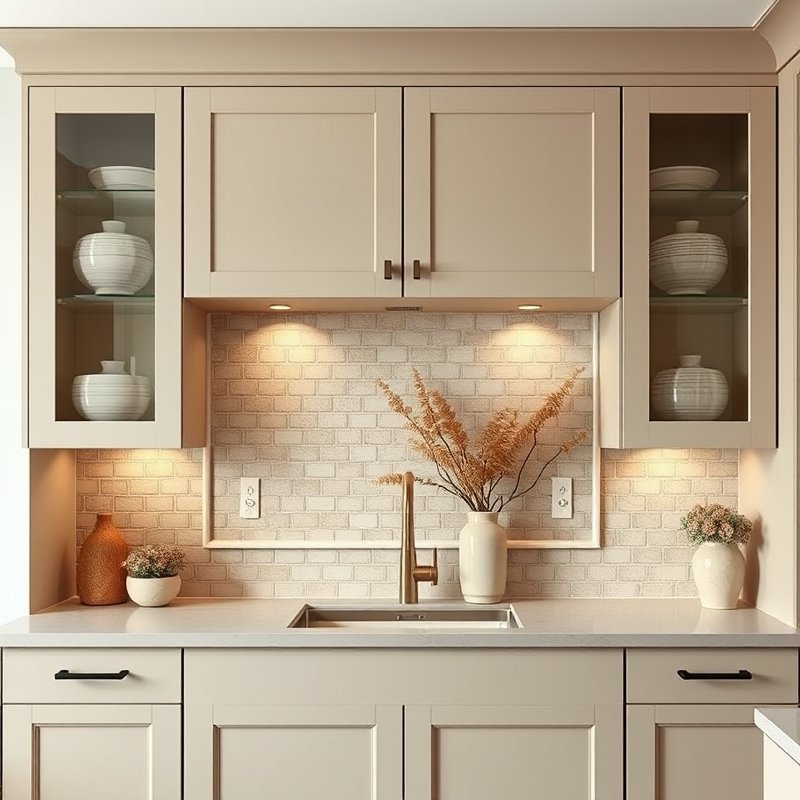 24 Kitchen Cabinets Ideas That Maximize Storage and Elevate Your Space Upgrade Your Kitchen Today 23 open niche in upper kitchen cabinet with tile backsplash showing vases