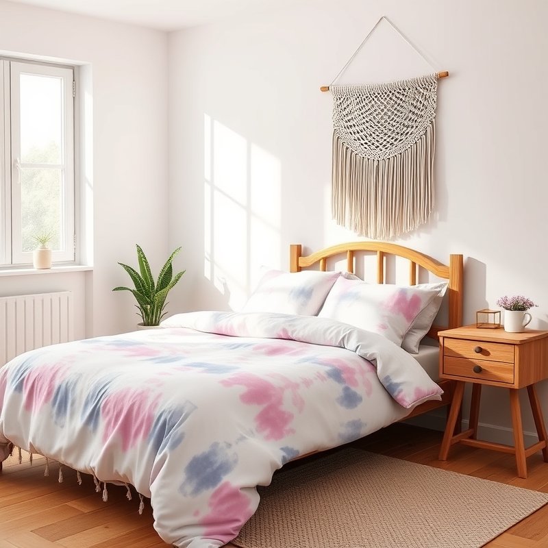 21 Teen Girl Bedroom Ideas 2026 That Create a Cute, Aesthetic, and Trendy Dream Room You’ll Love These 22 DIY pastel tie-dye duvet cover on a bed in a sunlit teen bedroom