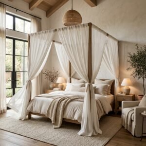 25 Luxury Bedroom Ideas That Make Your Room Feel Like a Five-Star Retreat Get Inspired Today 4 Canopy Bed With Sheer Linen